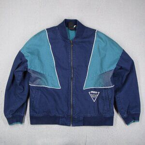 Puma XO The Weeknd Jacket Mens Medium Blue Fleece Lined Full Zip Bomber Logo